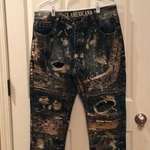 Vintage Americana Men’s gold and blue jeans
